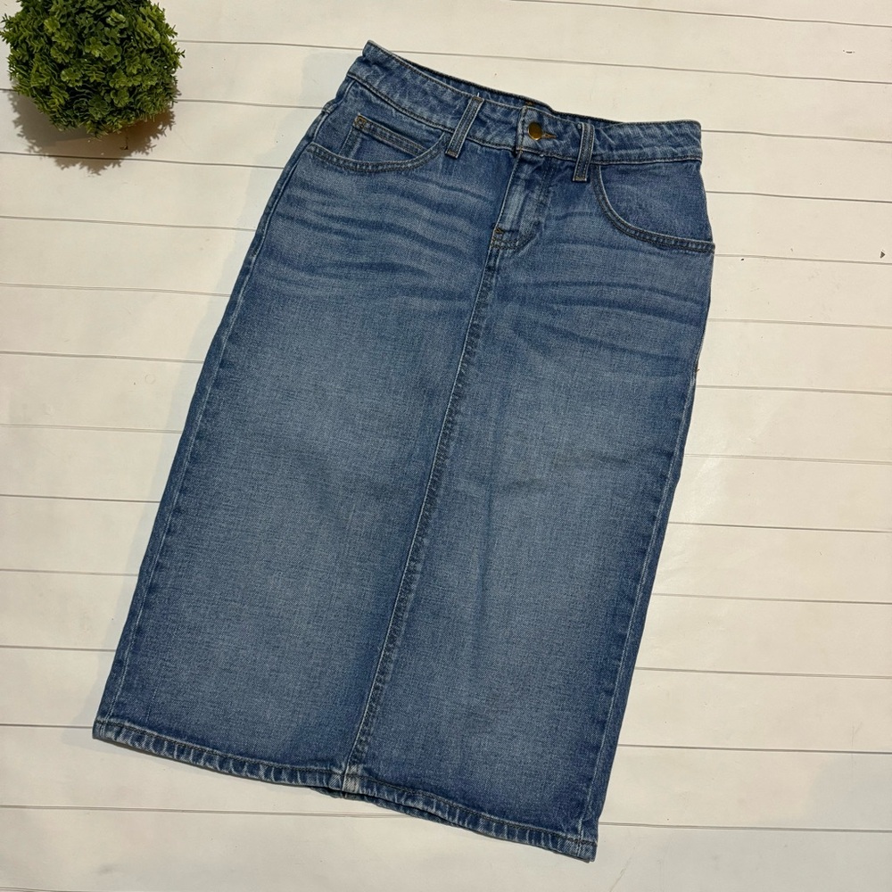Denim Midi Pencil Skirt